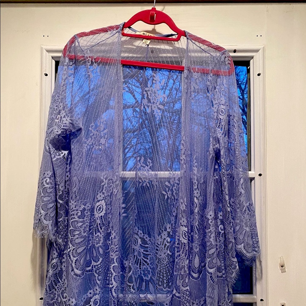 Blue lace cardigan. Excellent condition. Perfect for spring weather!
